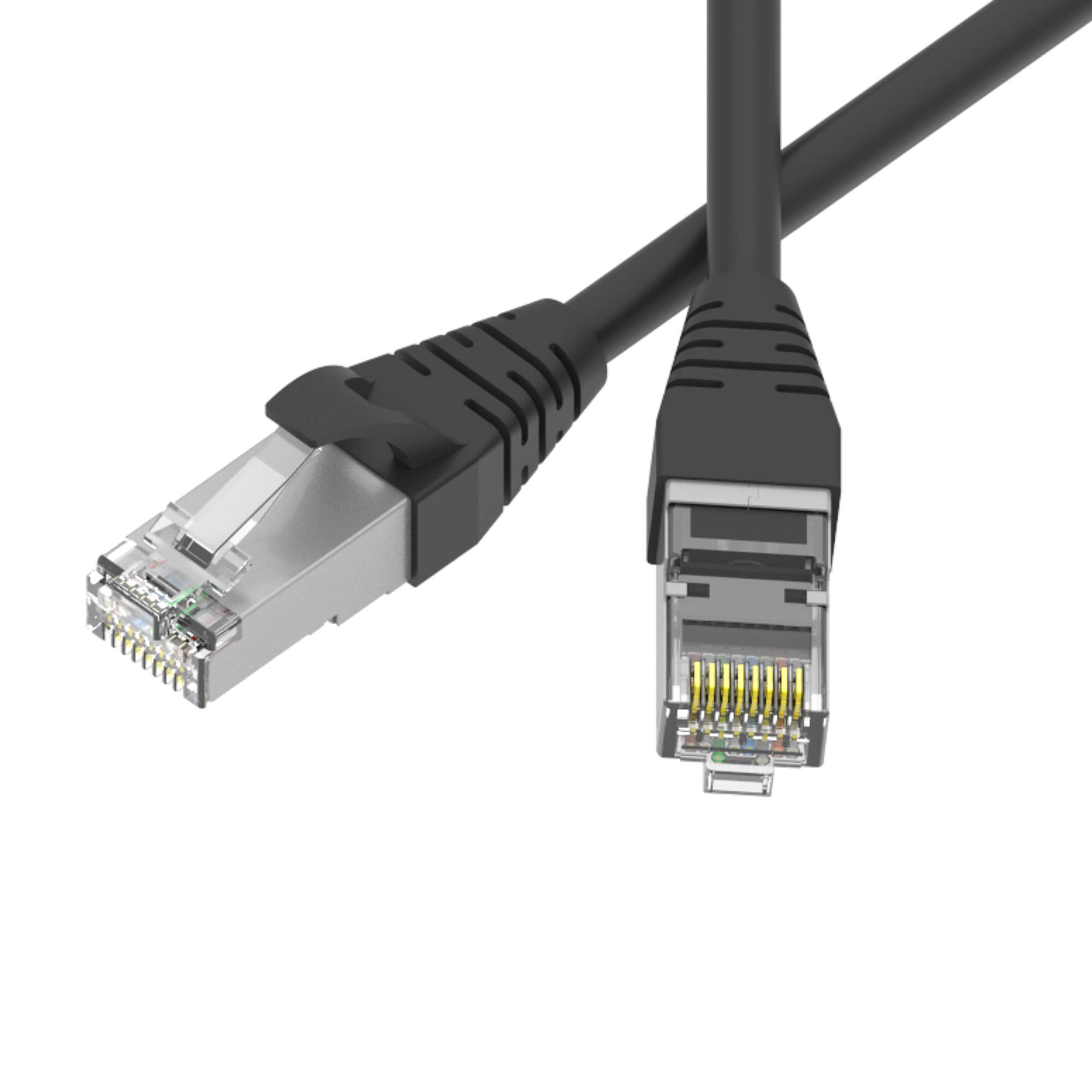 Патч-корд экранированный SLIM CAT6 S/FTP 4х2, 28 AWG, LSZH, чёрный, 3м