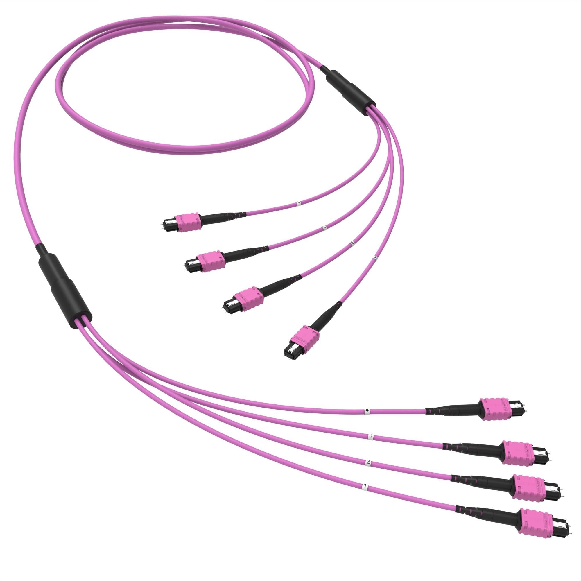 Оптическая магистральная сборка 48 ОВ 50/125 OM4, 4xMTP PRO(12)m/4xMTP PRO(12)m, тип В, 100 м