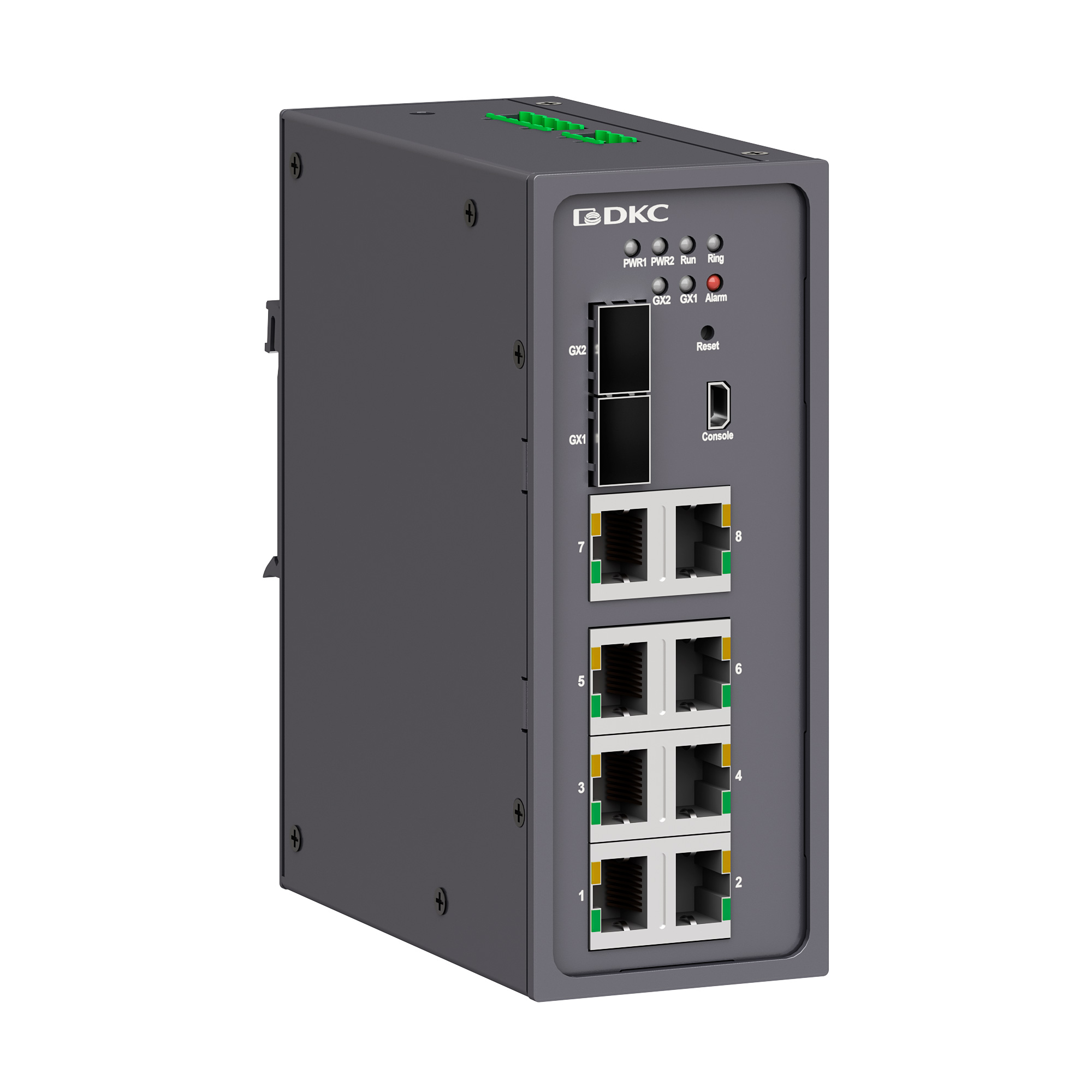 Промышленный управляемый коммутатор, 2×100Base-X, 1000Base-X,10/100/1000Base-T(X) SFP слота: 8×10/100Base-T(X) портов RJ45,консольный порт Mini USB, 24-48В DC (18-72В DC), с резервированием