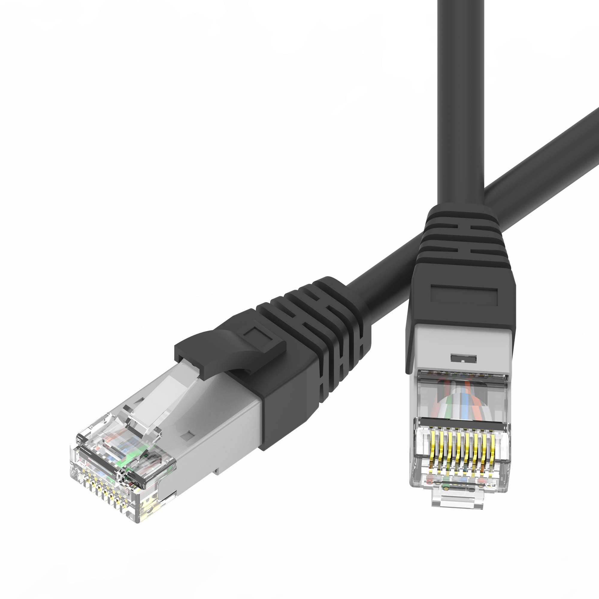 Патч-корд экранированный SLIM CAT6A S/FTP 4х2, 28 AWG, LSZH, чёрный, 0,2м