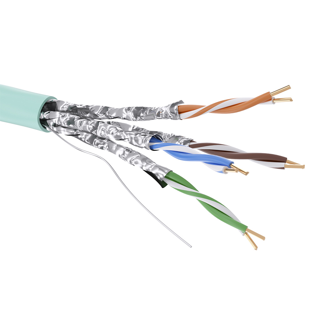 Кабель CAT 6А, U/FTP, нг(А)-HF, бухта 500м, аква