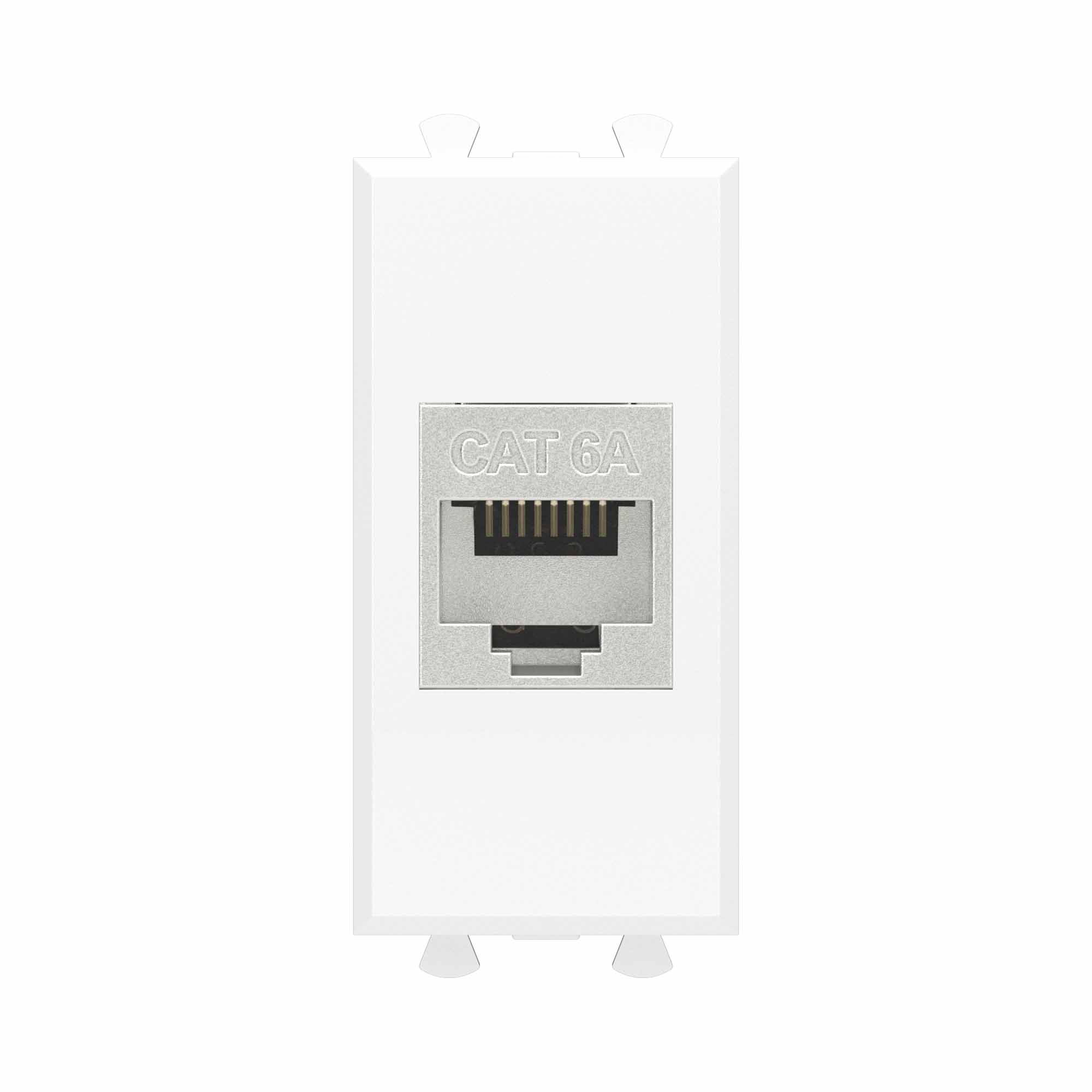 Компьютерная розетка RJ-45 без шторки модульная, кат.6А экранированная, Avanti, белое облако, 1 модуль