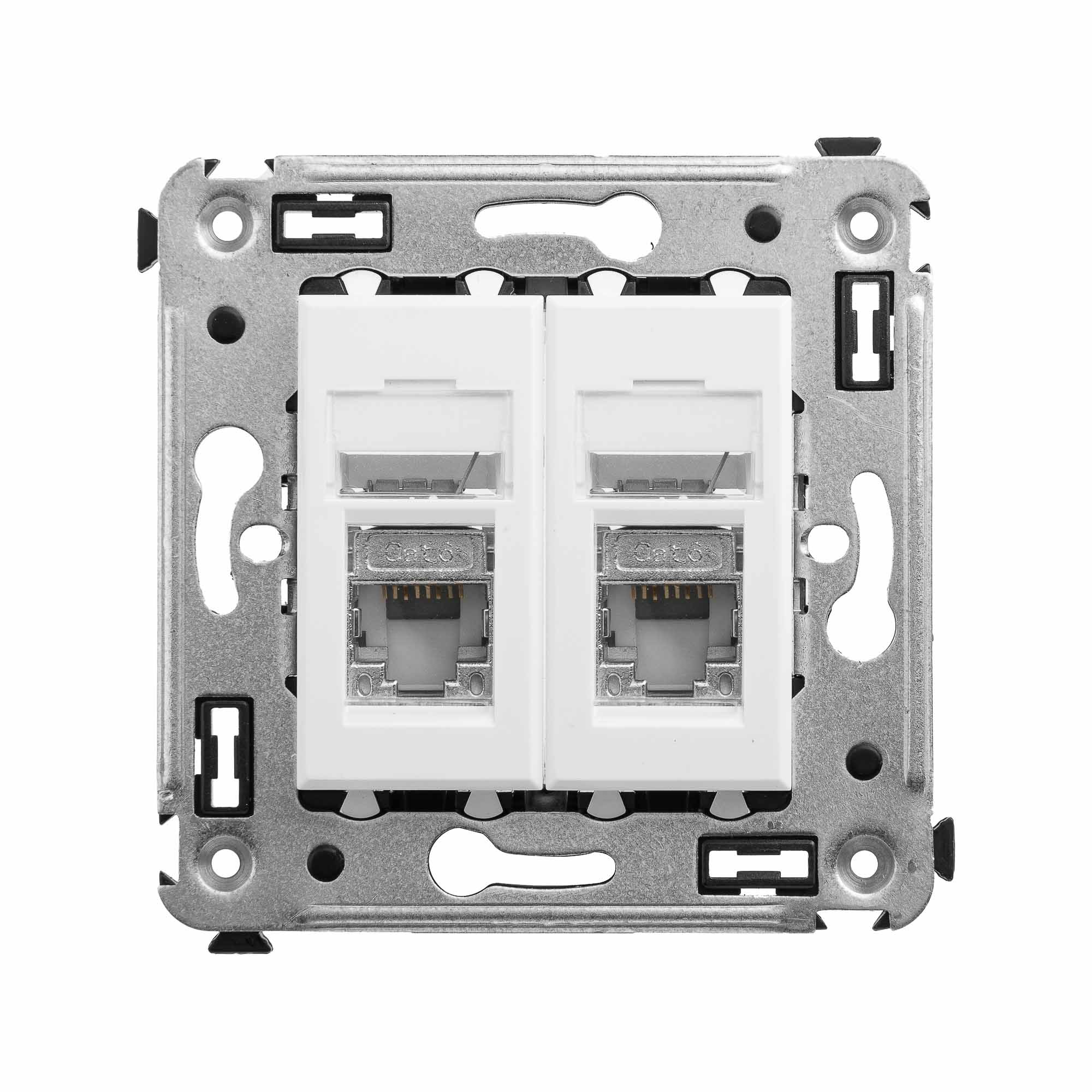Компьютерная розетка RJ-45 в стену, кат.6 двойная экранированная, Avanti, белое облако