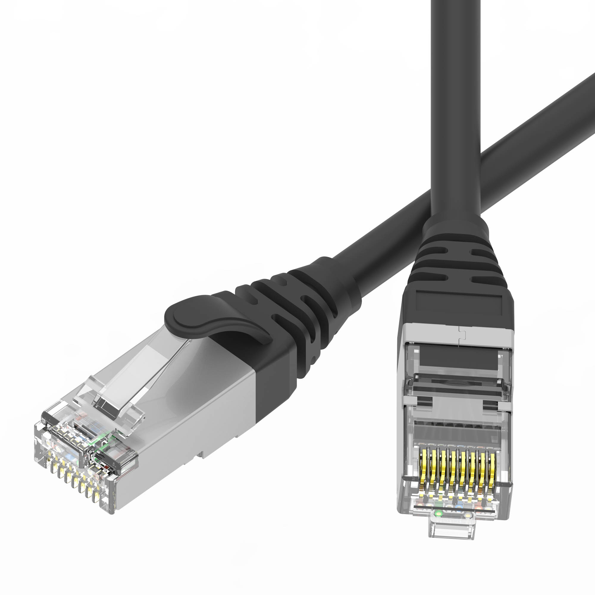 Патч-корд экранированный SLIM CAT6 U/FTP 4х2, 28 AWG, LSZH, чёрный, 1м