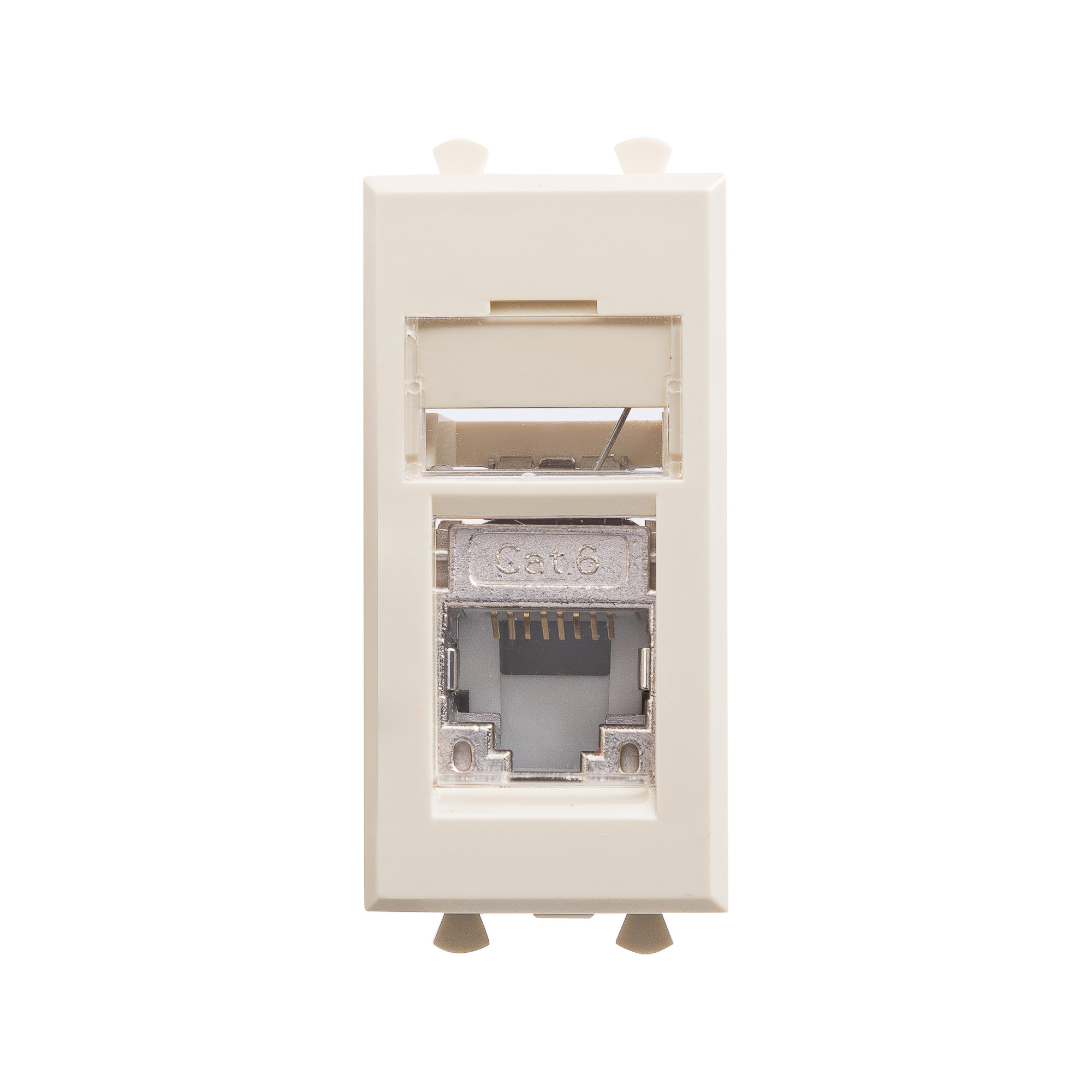 Компьютерная розетка RJ-45 модульная, кат.6 экранированная, Avanti, ванильная дымка, 1 модуль