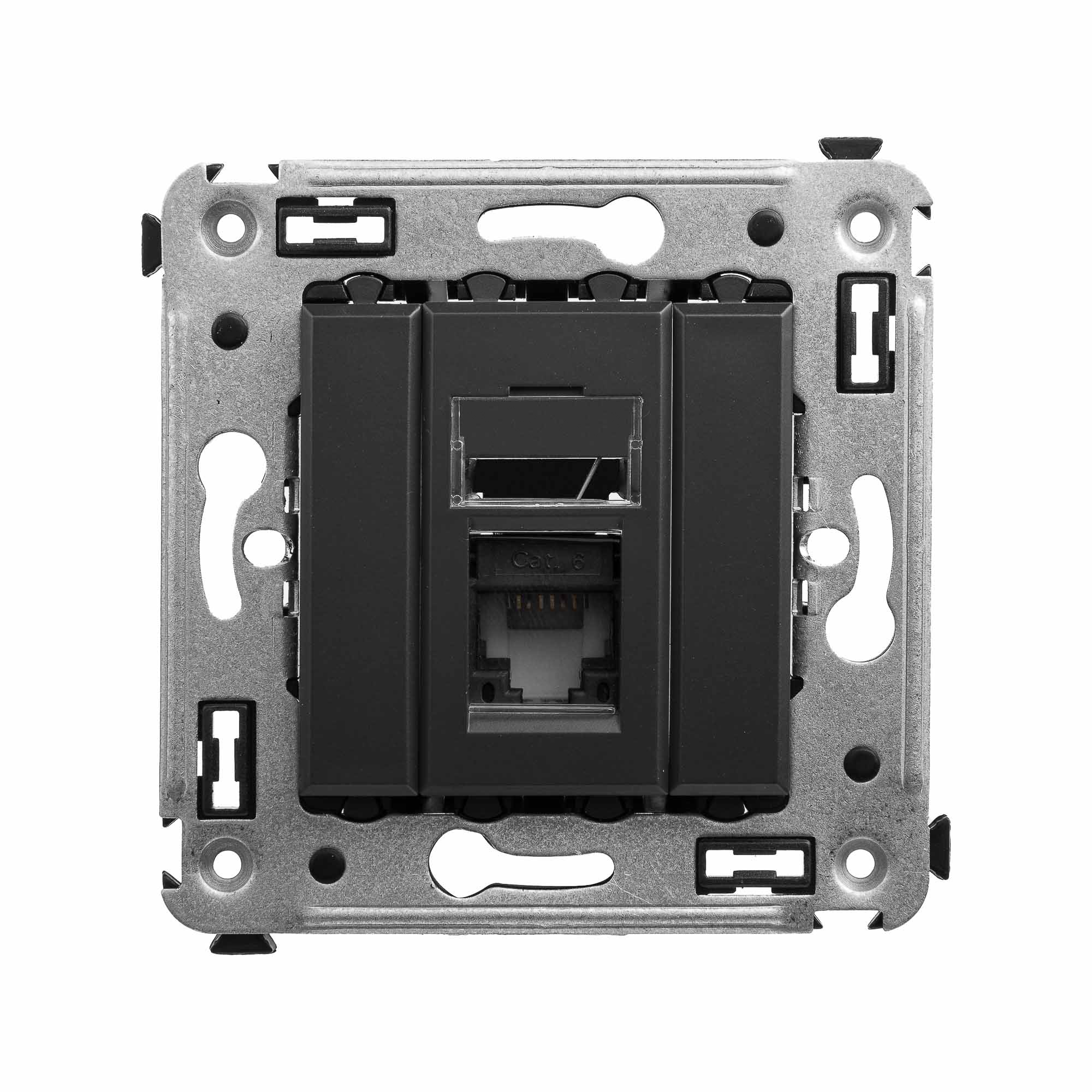 Компьютерная розетка RJ-45 в стену, кат.6 одинарная, Avanti, черный матовый