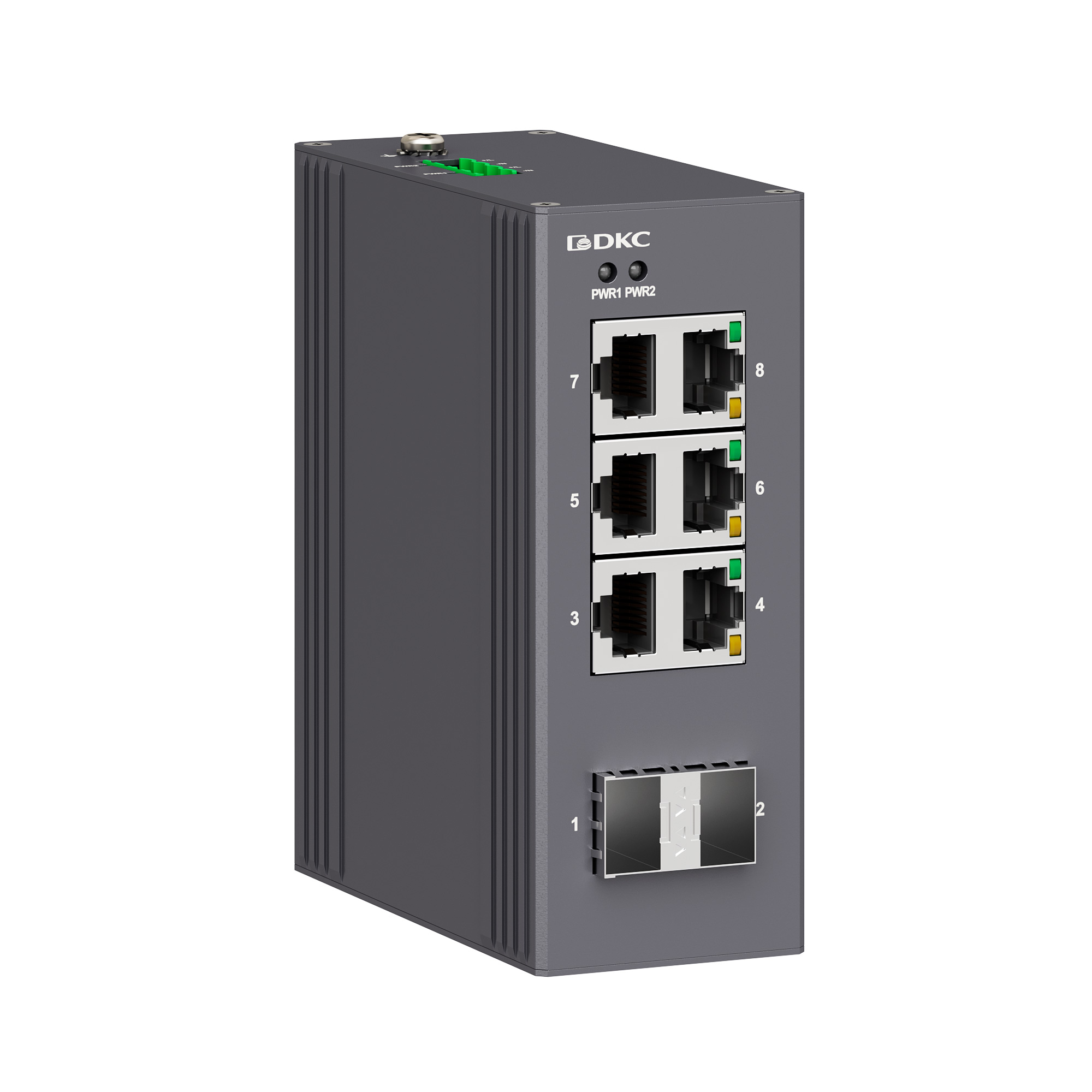 Промышленный неуправляемый коммутатор, 2×100Base-X, SFP слотов: 6×10/100Base-T(X) портов RJ45, 12-48В DC/18-30В AC, с резервированием