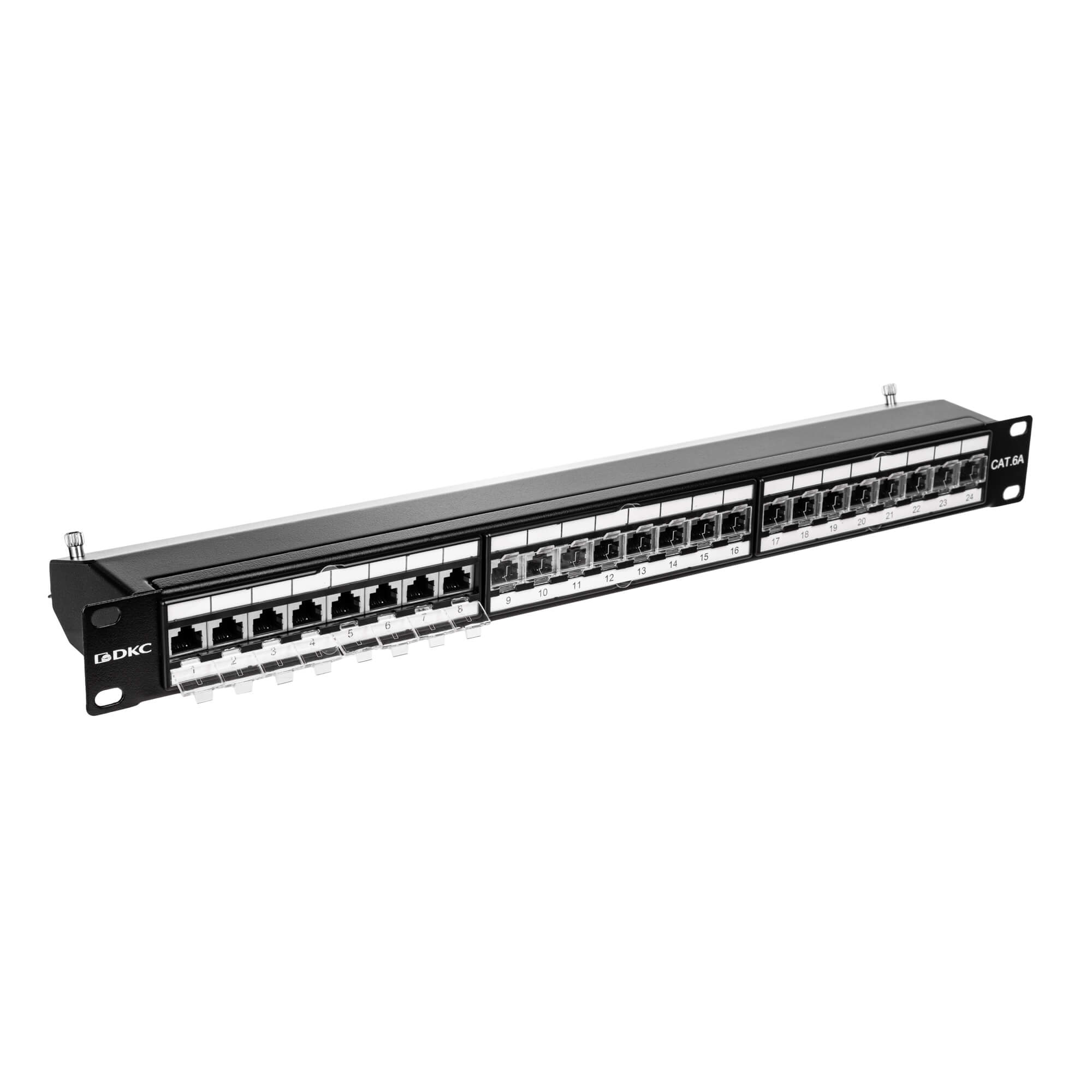 Патч-панель 19", 1U, CAT6A, 24 порта RJ45, экранированная