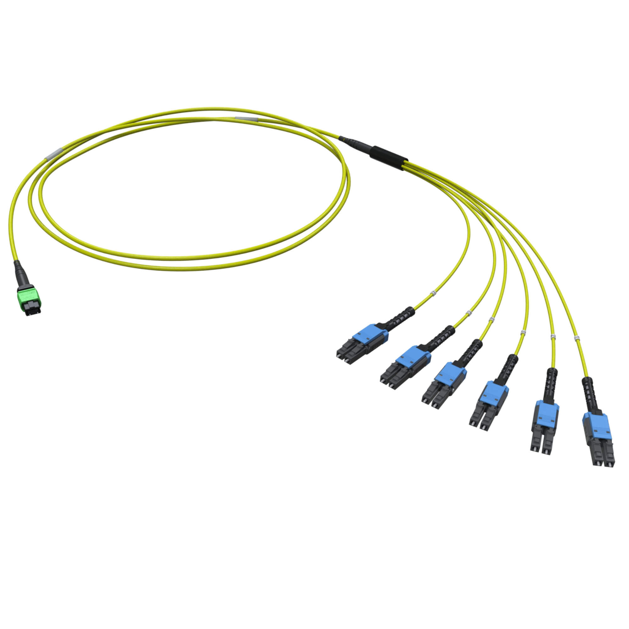 Оптическая разветвительная сборка 12ОВ 9/125 OS2, 1xMTP PRO(12)/6хLC-UPC двухволоконный (Duplex) Uniboot, тип полярности - прямая (Tx-->Rx), 3м (предустановленная конфигурация: MTP Male , тип полярности - прямая (Tx-->Rx)