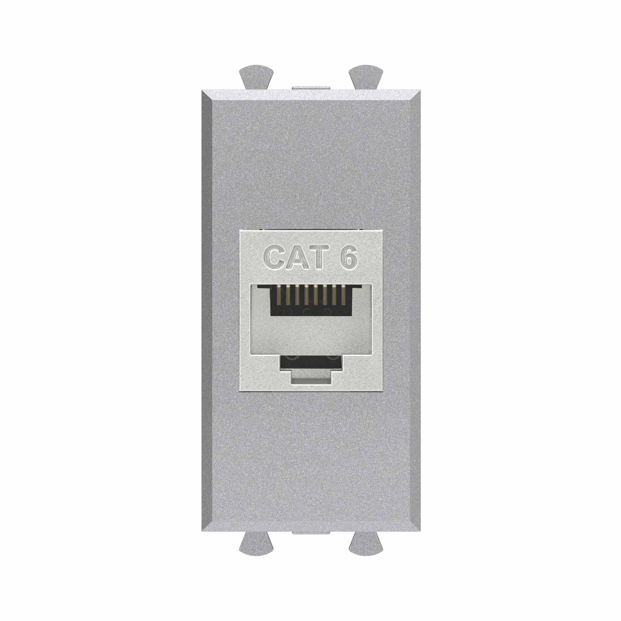 Компьютерная розетка RJ-45 без шторки модульная, кат.6 экранированная, Avanti, закаленная сталь, 1 модуль