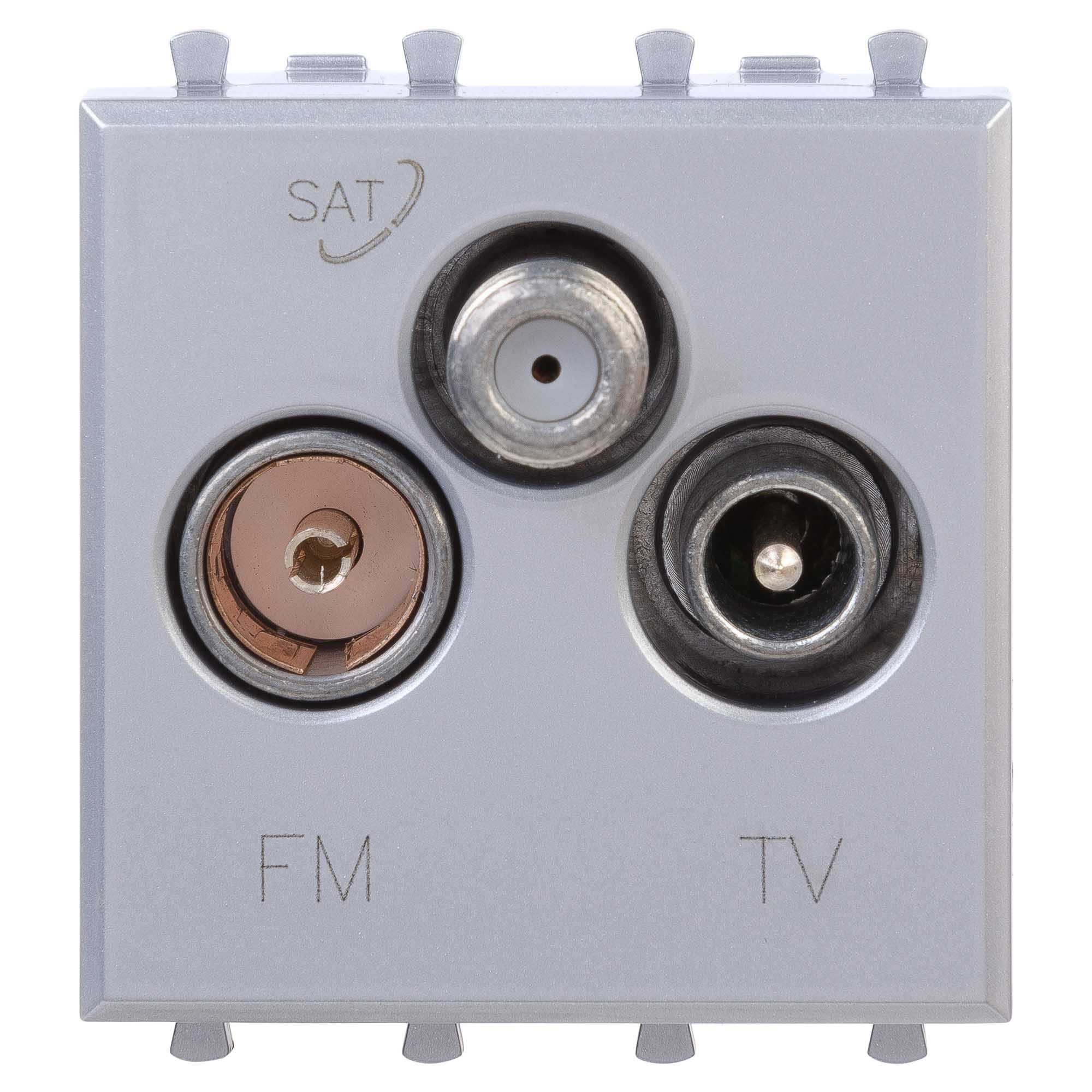 Розетка TV-FM-SAT модульная, Avanti, закаленная сталь, 2 модуля
