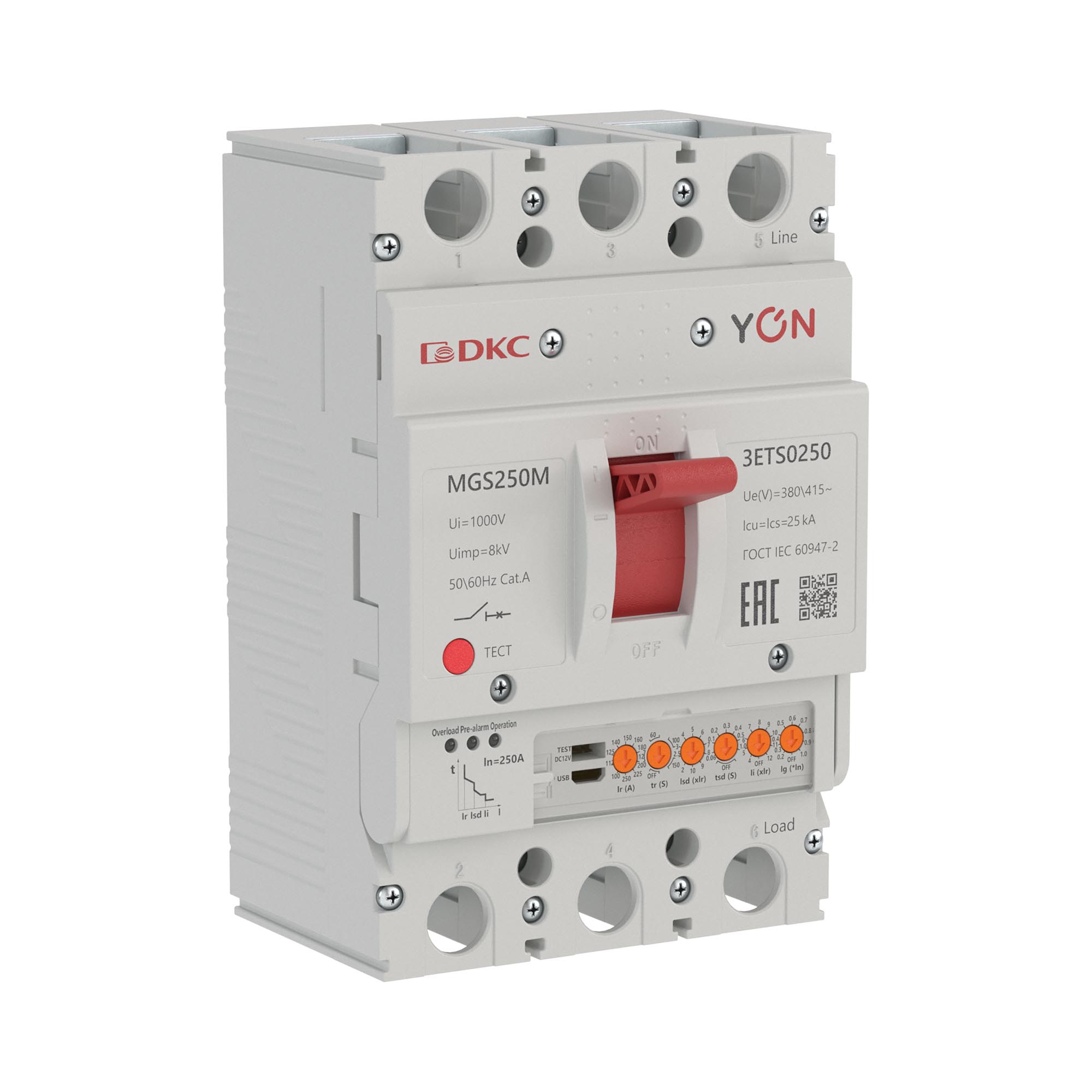 Авт. выкл. YON MGS250M 3P 100-250A 25kA с электронным расцепителем ETS