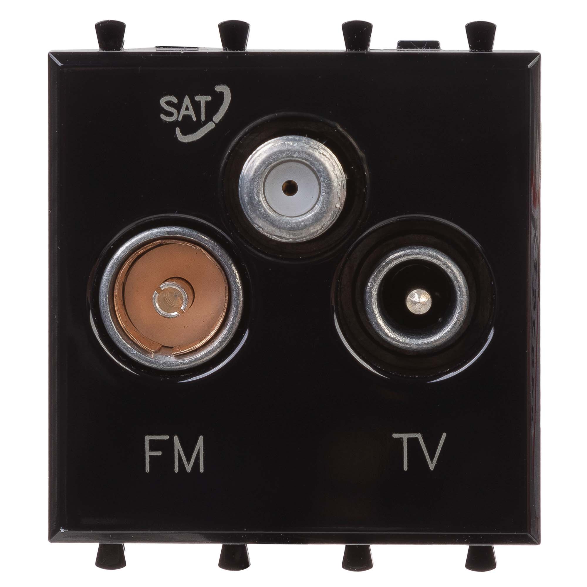 Розетка TV-FM-SAT модульная, Avanti, черный квадрат, 2 модуля
