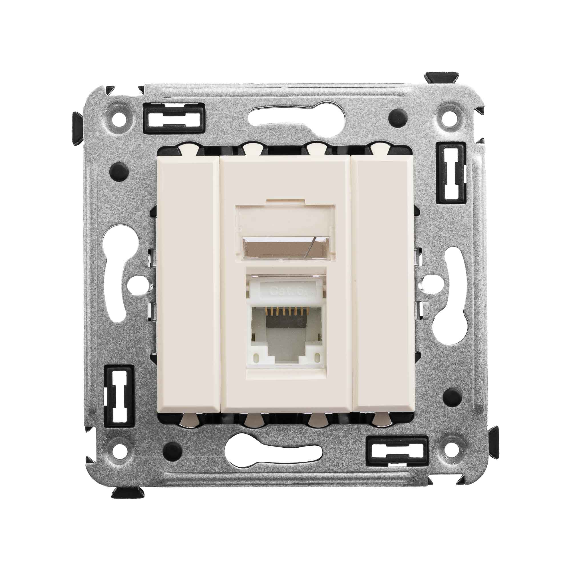 Компьютерная розетка RJ-45 в стену, кат.6А одинарная, Avanti, ванильная дымка