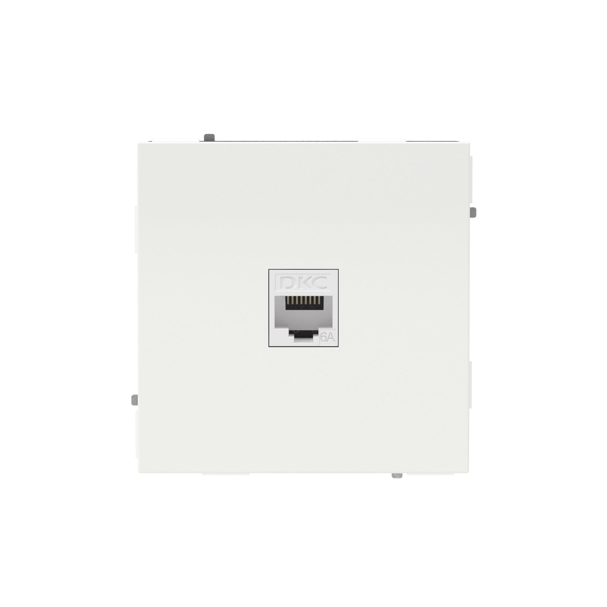 Компьютерная розетка RJ-45 без шторки, кат.6А одинарная,KANT, белая магнолия