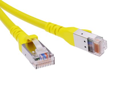 Патч-корд экранированный CAT6A S/FTP 4х2, LSZH, желтый, 1.5м