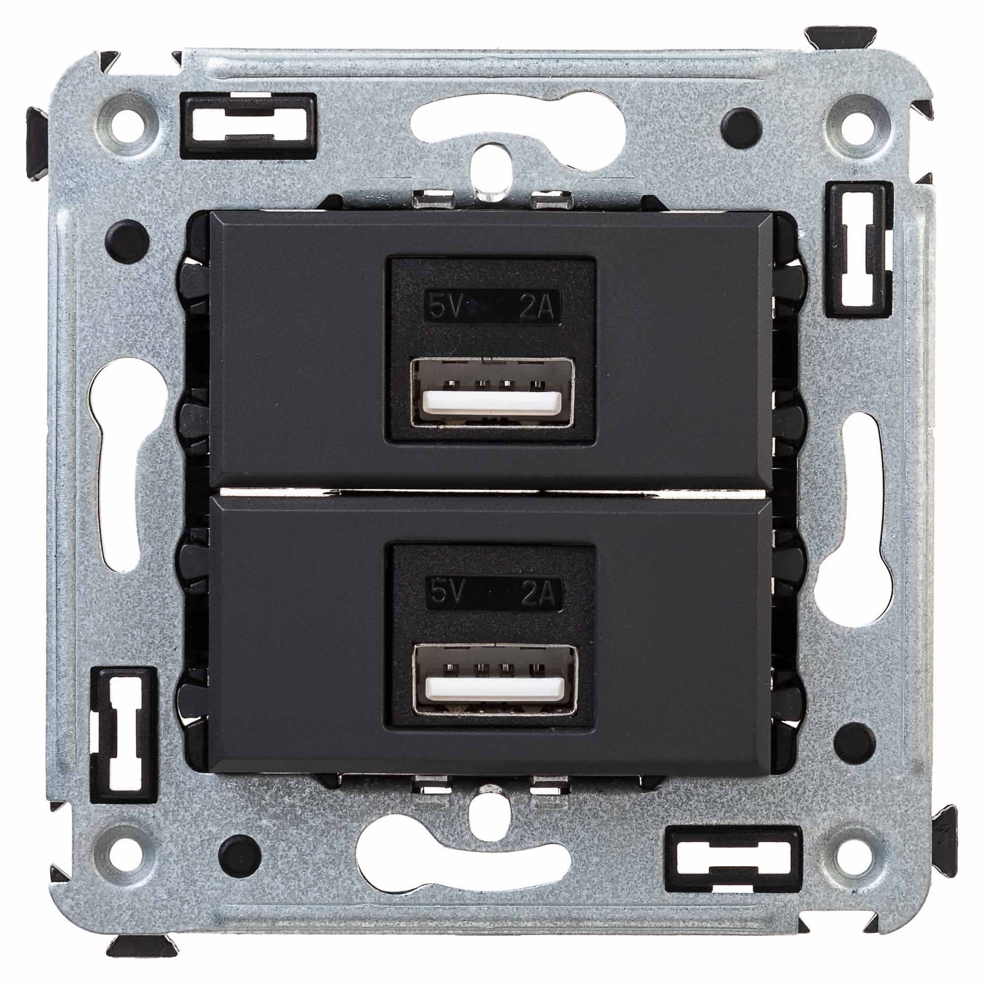 USB зарядное устройство в стену 2.1 А, Avanti, черный матовый