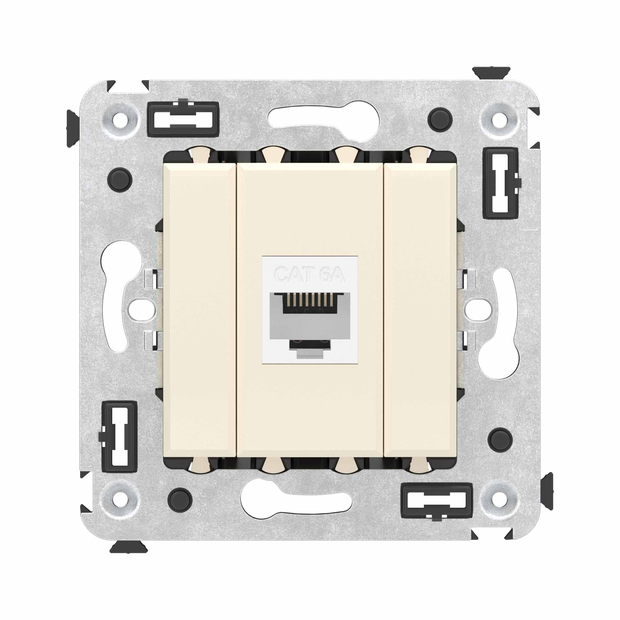 Компьютерная розетка RJ-45 без шторки в стену, кат.6А одинарная, Avanti, ванильная дымка