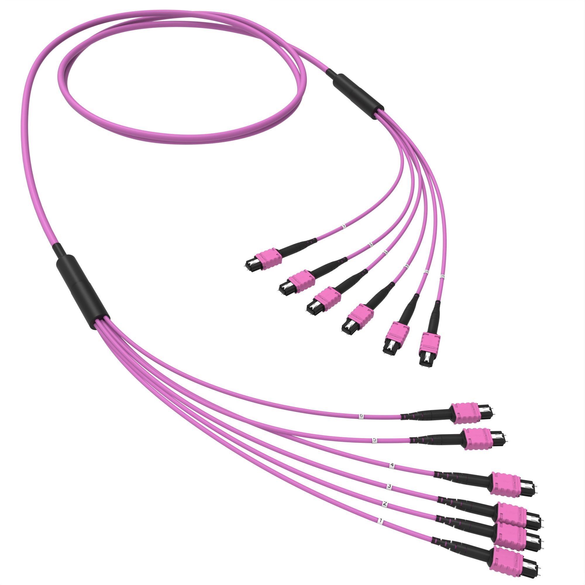 Оптическая магистральная сборка 72 ОВ 50/125 OM4, 6xMTP PRO(12)m/6xMTP PRO(12)m, тип В, 20 м