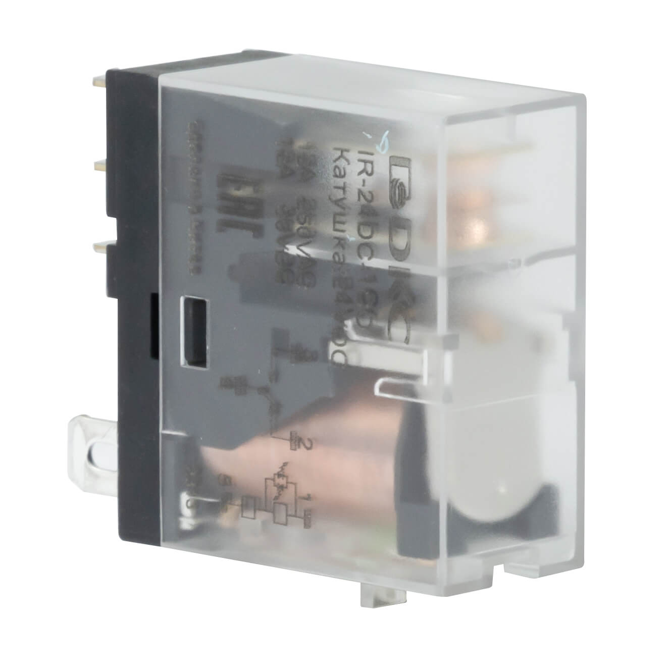 Реле миниатюрное промышленное, 1CO, ком. ток 12А, AgSnO2, напряжение 12V AC, опция: светодиод