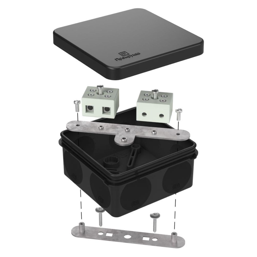Коробка огнестойкая для о/п двухкомпонентная 60-0210-FR10.0-4 Е15-Е120 RAL9005 80х80х40 (44 шт/кор) Промрукав
