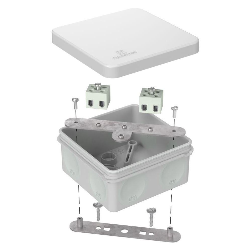 Коробка огнестойкая для о/п двухкомпонентная 60-0210-FR2.5-4 Е15-Е120 RAL7035 80х80х40 Промрукав