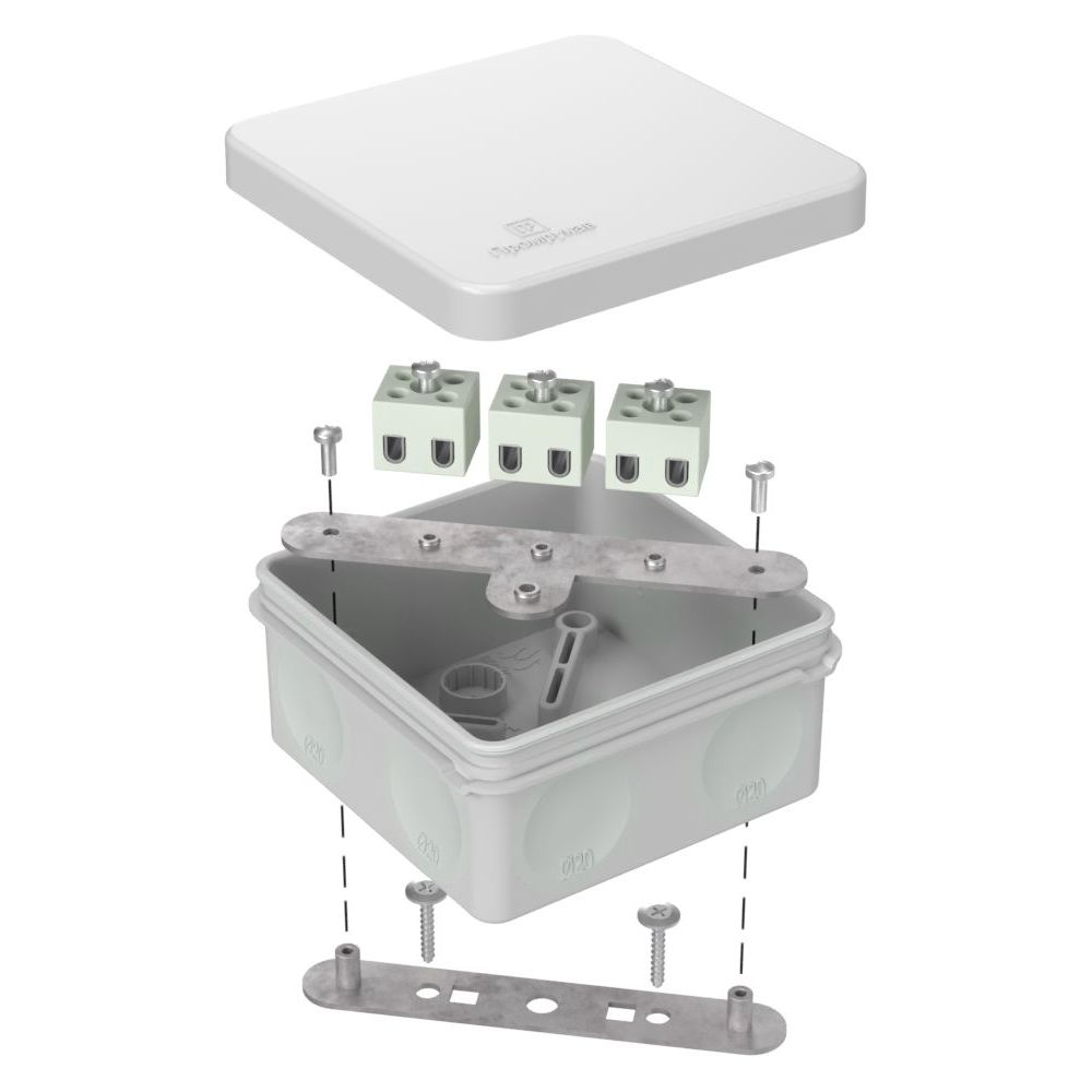 Коробка огнестойкая для о/п двухкомпонентная 60-0210-FR2.5-6 Е15-Е120 RAL7035 80х80х40 Промрукав