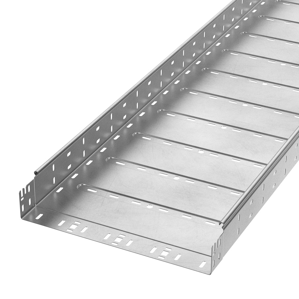Лоток перфорированный Профи INOX (AISI 304) 400х80х6000 (1,0 мм) (12 м/уп) Промрукав