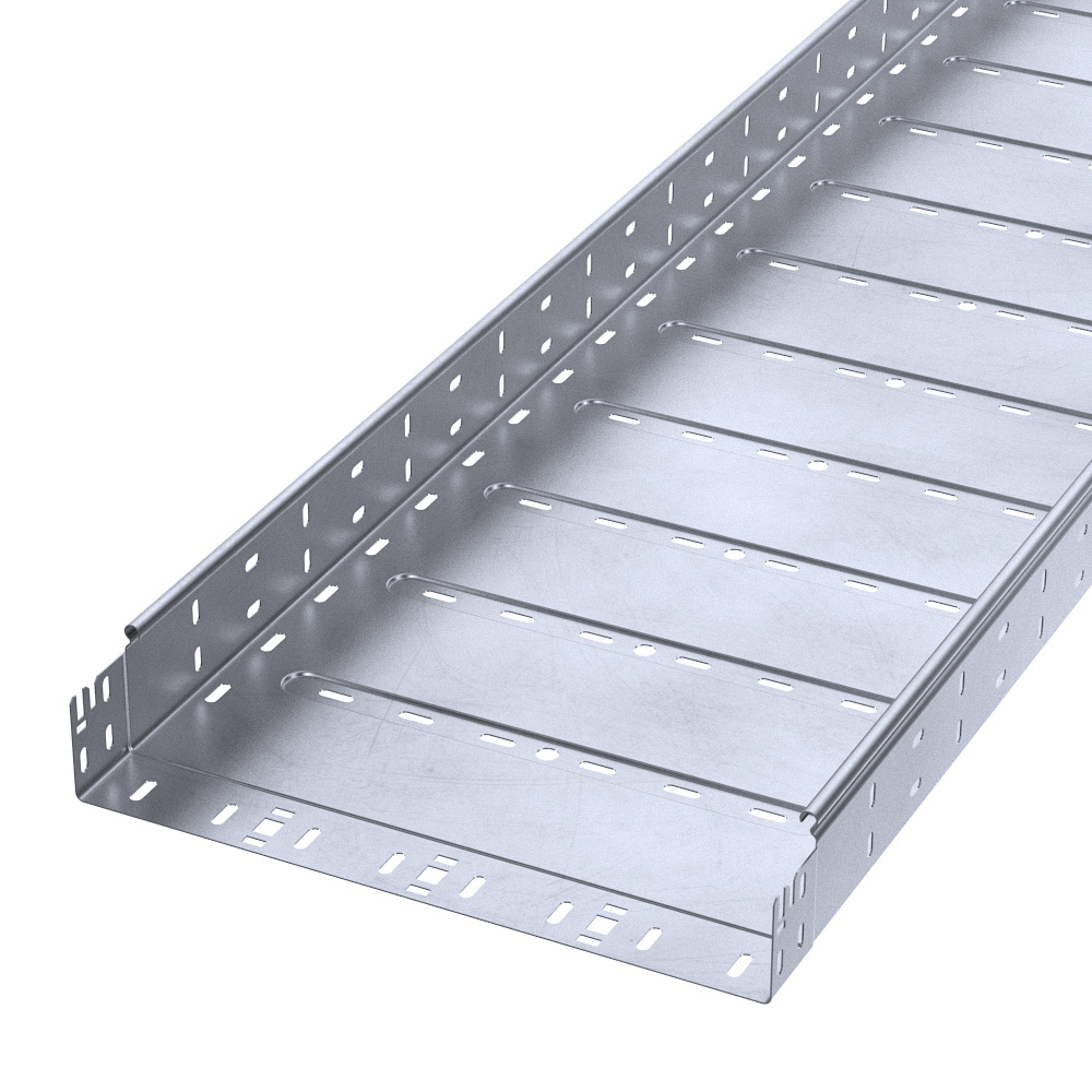 Лоток перфорированный Профи INOX (AISI 316) 400х80х3000 (1,0 мм) (6 м/уп) Промрукав
