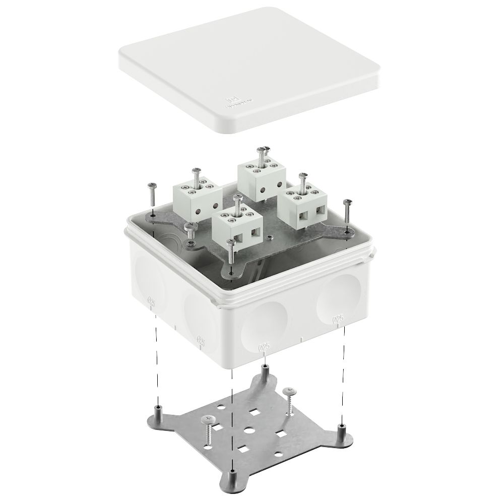 Коробка огнестойкая для о/п двухкомпонентная 60-0300-FR6.0-8 Е15-Е120 RAL9003 100х100х50 (14 шт/уп) Промрукав