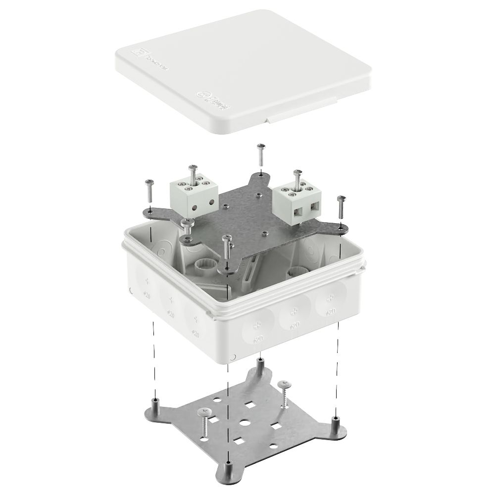 Коробка огнестойкая для о/п двухкомпонентная 60-0303-FR6.0-4 Е15-Е120 RAL9003 100х100х40 (16 шт/кор) Промрукав